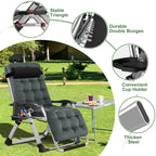 NAIZEA 2 Pack Zero Gravity Chair, Foldable Portable Lawn Recliner with Cushion, Headrest, Cup Holder, Black