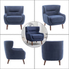 ALEAVIC White Accent Chair Upholstered Armchair with Solid Wood Legs