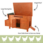 TRIXIE Weatherproof Outdoor Wooden Chicken Coop with 2 Nesting Boxes & Run, Brown