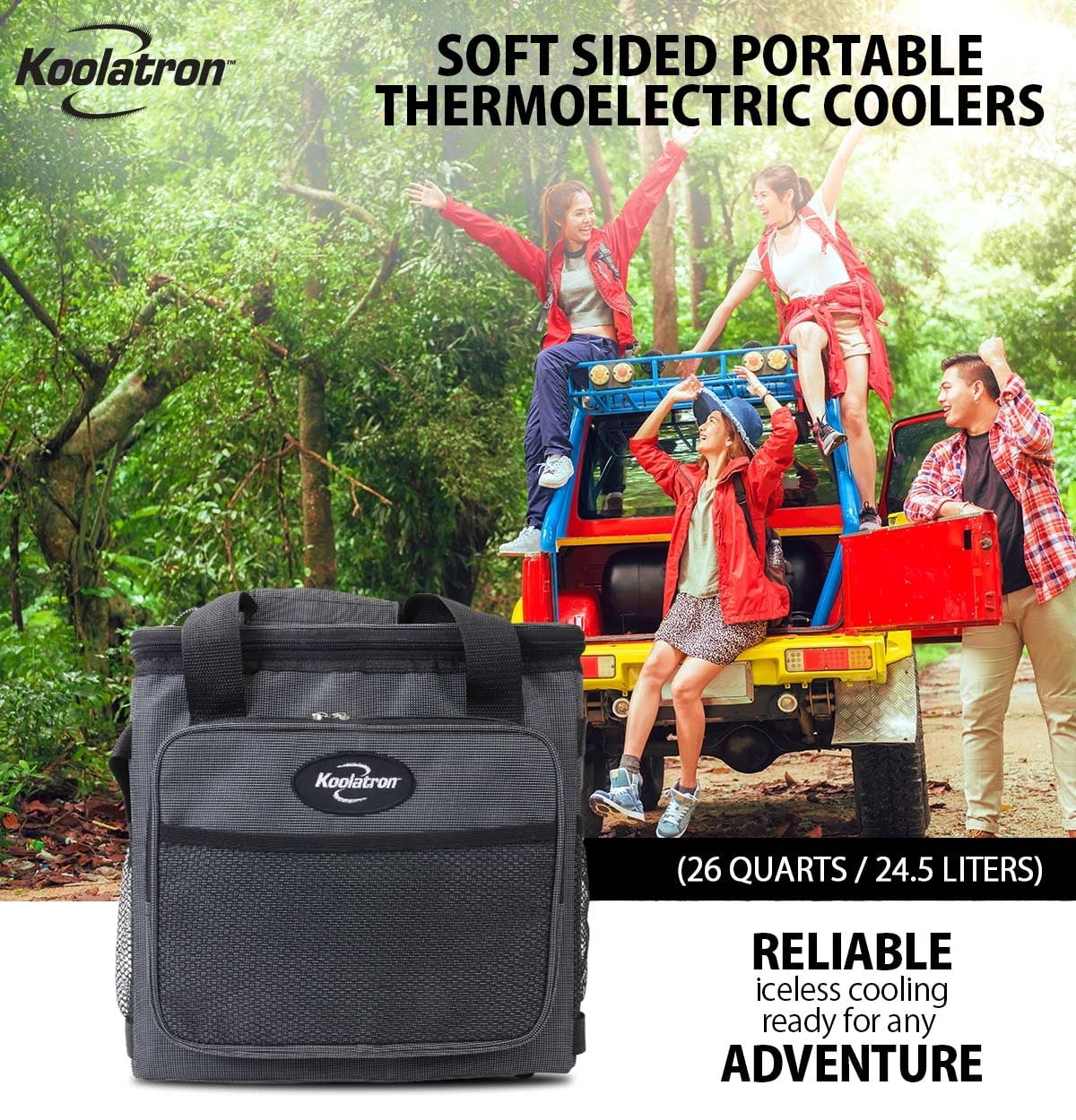 Koolatron 12V Electric Cooler Bag, 25L (26 qt), Collapsible, Gray/Black