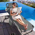 Slsy Folding Lounge Chair, 5-Position Adjustable Outdoor Reclining Chair, Folding Sleeping Bed Cot, Folding Chaise Lounge Chair for Pool Beach Patio Sunbathing