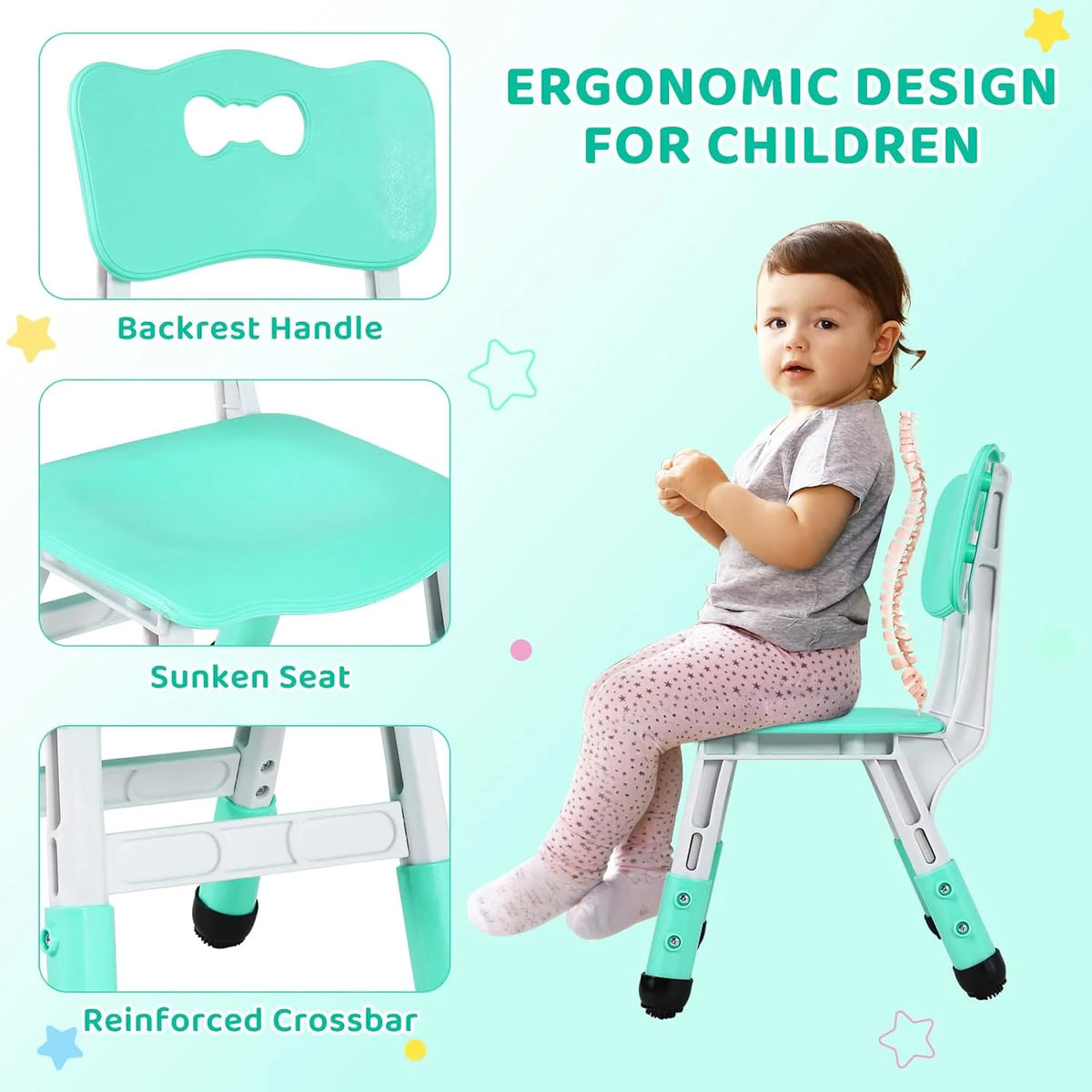 LAZY BUDDY Kids Table and 4 Chairs Set, Height Adjustable Toddler Desk with Graffiti Desktop, Kids Activity Table Set for Daycare, Home
