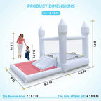 Connsann White Bounce House Oxford with Air Blower & Ball Pit for Kids Birthday Party, 13' x 8' x 8'