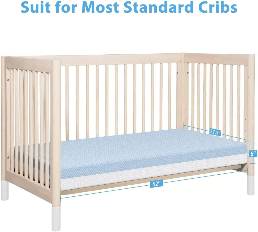 Dual Sided Crib and Toddler Mattress, 6 inch 2-in-1 Foam Baby Mattress for Standard Full Size Crib, with Removable Washable Cover