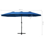 vidaXL Garden Parasol Blue Polyester fabric, Aluminum pole and ribs Large