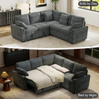 BedLuxury 83" Sectional Sleeper Sofa with Pull Out Bed, L Shaped Couch with Storage Seat for Living Room, Gray