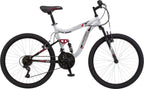 Mongoose Ledge 2.1 Mountain Bike. 24-inch wheels. 21 speeds. boys frame. Silver/Red