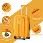 Joyway 5 Piece Luggage Sets Hardshell Lightweight Suitcase with TSA Lock Spinner Wheels-Orange