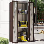 AECOJOY Outdoor Storage Cabinet for Garden & Patio, a Metal Organizer with Doors and Shelves in Gray
