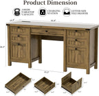 FIAKOA 45"Executive Desk, Modern Farmhouse Computer Desk with Drawers & Cabinet, White Home Office Desk Writing Workspace for Work Study