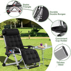 NAIZEA 2 Pack Zero Gravity Chair, Foldable Portable Lawn Recliner with Cushion, Headrest, Cup Holder, Black