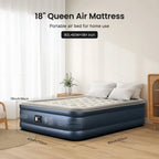 Premium Queen Size Air Mattress 18" Elevated Airbed with Built-in Pump Camping