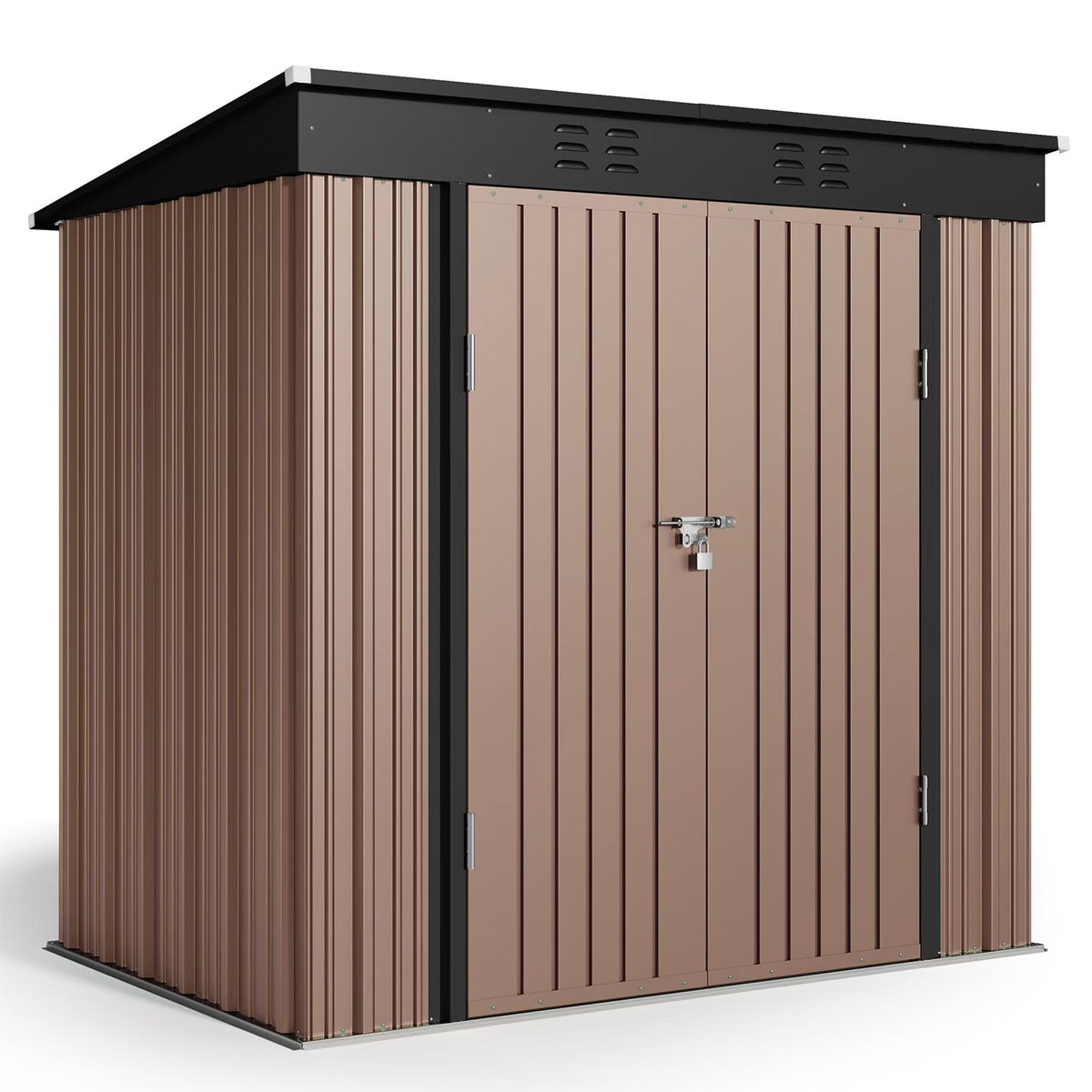 Lofka 6ft x 4ft Outdoor Storage Shed, Metal Garden Shed,Brown