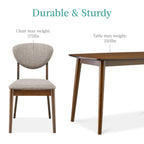 Best Choice Products 5-Piece Compact Wooden Mid-Century Modern Dining Set w/ 4 Chairs, Padded Seat & Back - Walnut/Cream
