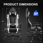 GTRACING Gaming Chair, Ergonomic Office Desk Chair with Lumbar Support, PU Leather, Footrest & Adjustable Headrest, Red