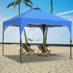 Ainfox 8'x8' Pop Up Canopy Tent, Easy-Setup Gazebo, Outdoor Canopy with 3 Adjustable Heights for Events, Parties, Camping, Blue