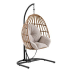 Mainstays Outdoor Wicker Patio Hanging Egg Chair, Gray