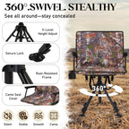 Danrelax 360�� Silent Camo Hunting Blind Chair, Armrests, Side Pouch, Telescopic Legs