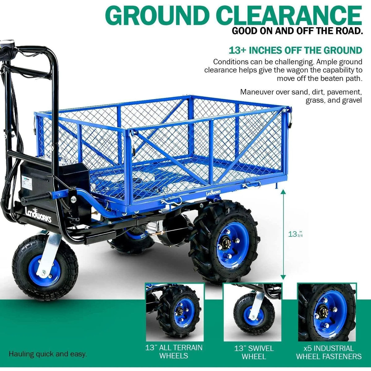 Landworks 48V 2Ah Self-Propelled Electric Utility Wagon - Effortlessly Haul up
