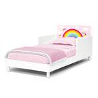 Delta Children Dreamer Toddler Bed (Choose from Dinosaur or Rainbow Headboard Stickers), Bianca White