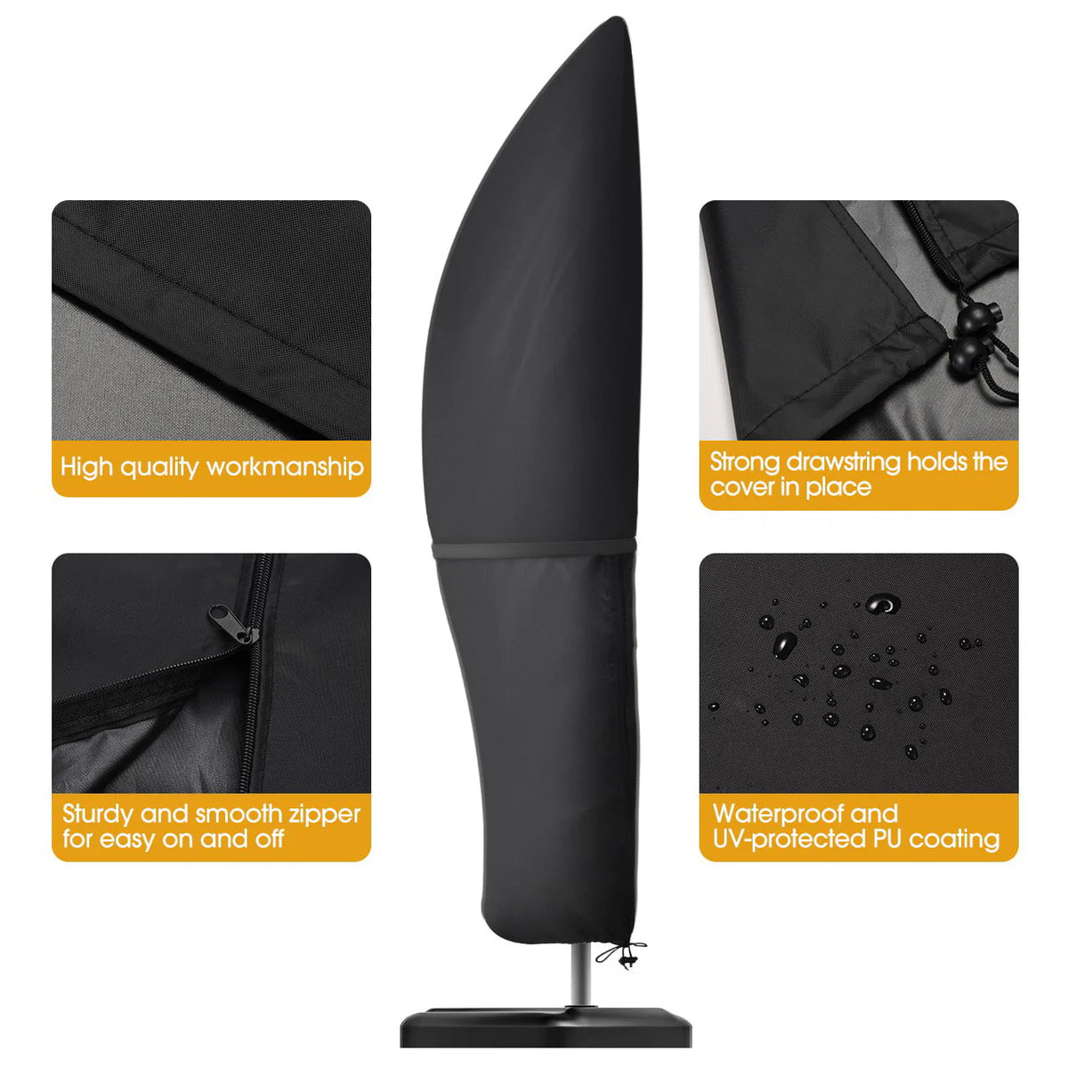 Homitt Patio Umbrella Cover, Cantilever Outdoor Umbrellas Cover, for 7ft to 11ft Offset Market Durable Umbrella Cover, Parasol Waterproof Umbrellas Cover with Zipper