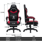 Hoffree Gaming Chair with Massage Fabric Office Chair with footrest for Adults, Ergonomic Gamer Chair with Headrest and Lumbar Support for Office Gaming, 440 LBS