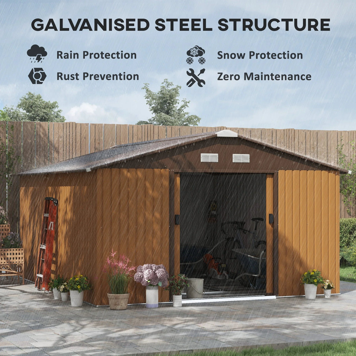 Outsunny 7' x 4' Metal Storage Shed Organizer, Garden Tool House with 4 Vents and 2 Sliding Doors for Backyard, Patio, Garage, Lawn, Dark Gray