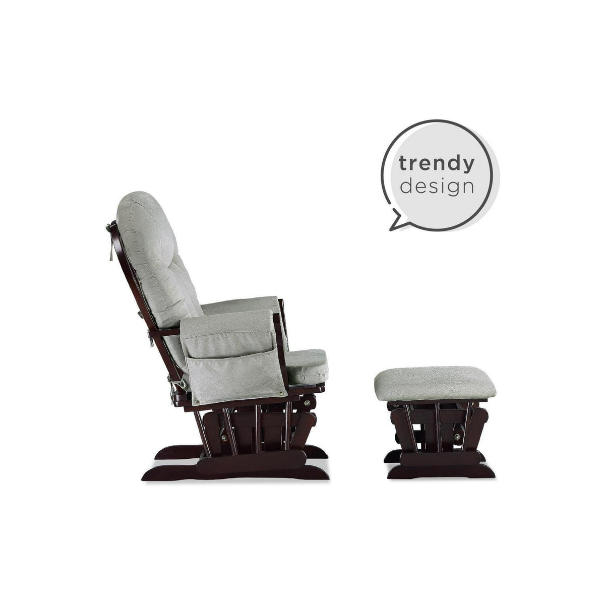 Baby Relax Huntington Glider Rocker. Gray and Espresso