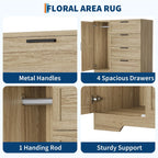 Ataucjin Wood Armoire Wardrobe Closet with 4 Drawers and Door, 43.3" H Bedroom Wardrobe Cabinet with Hanging Rod, Clothing Storage Cabinets, 4 Drawers Dresser with Storage Closet