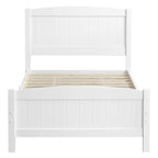 Zimtown Twin Bed Frame,Solid Pine Wood Kids Twin Platform Bed Frame, Bedroom Twin Bed with Headboard for Adults, White