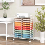 Costway 20 Drawer Rolling Storage Cart Tools Scrapbook Paper Office School Organizer Yellow
