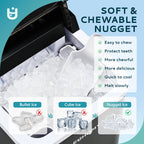 EUHOMY 35lbs/24H Nugget Ice Maker Countertop, Pebble Ice Maker Machine with Auto-Cleaning, Black