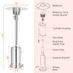 Costway 50000 BTU Propane Patio Heater Standing Steel with Wheels Grey