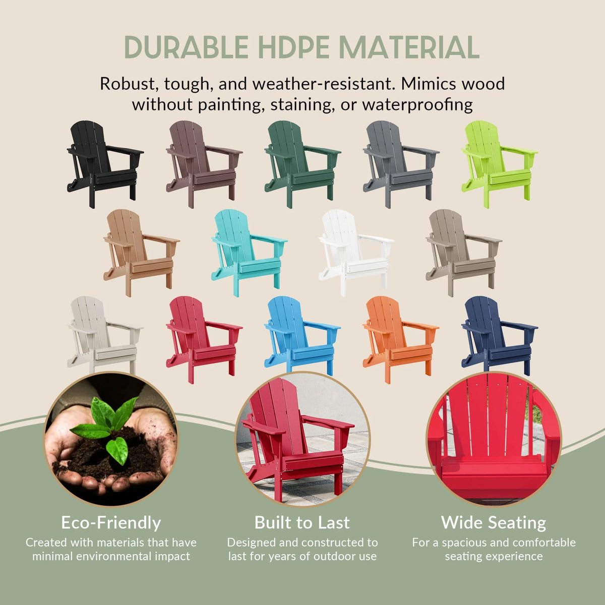 Westintrends Outdoor Folding HDPE Adirondack Chair, Patio Seat, Weather Resistant, Dark Brown