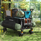 Raynesys 300L Foldable Wagon Cart with Wheels, 440lbs Heavy Duty Beach Wagon for Sand Sports Camping Grocery, Black & Gray