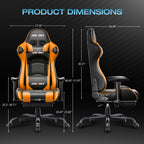 JONPONY Big and Tall 500LBS Gaming Chair, Ergonomic Design, Gamer Chair PU Leather with Footrest and Lumbar Support, High Back Office Chair Support 8 Hours Long Sitting,Red Computer Chair,Red