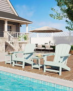 Modern HDPE Plastic Adirondack Chair - Oversize 380LB Poly Lumber Weather Resistant Firepit Chair - Outdoor Patio Chairs , Backyard, Lawn, Deck, Pool, Porch - Light Blue