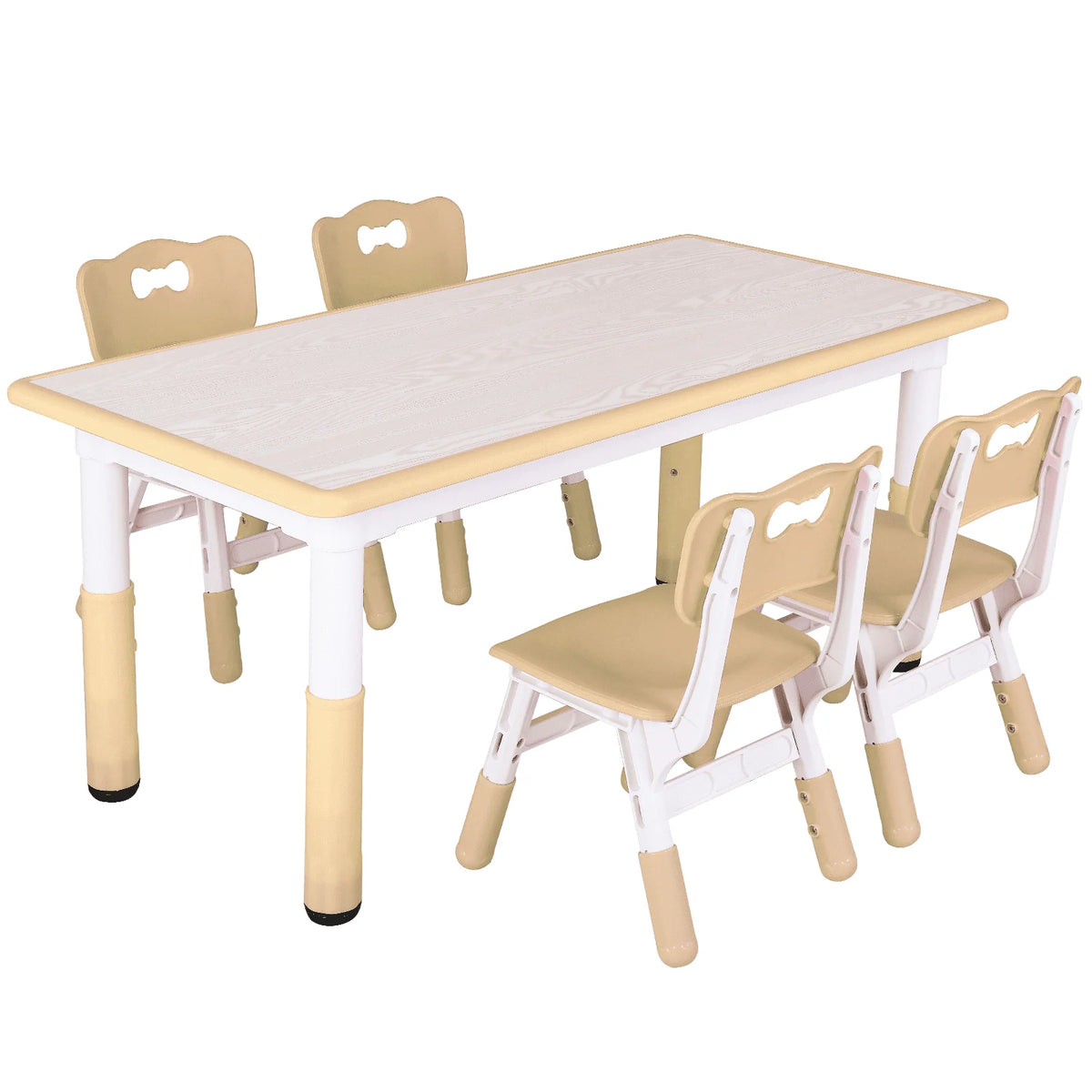 LAZY BUDDY Kids Table and 4 Chairs Set, Height Adjustable Toddler Desk with Graffiti Desktop, Kids Activity Table Set for Daycare, Home