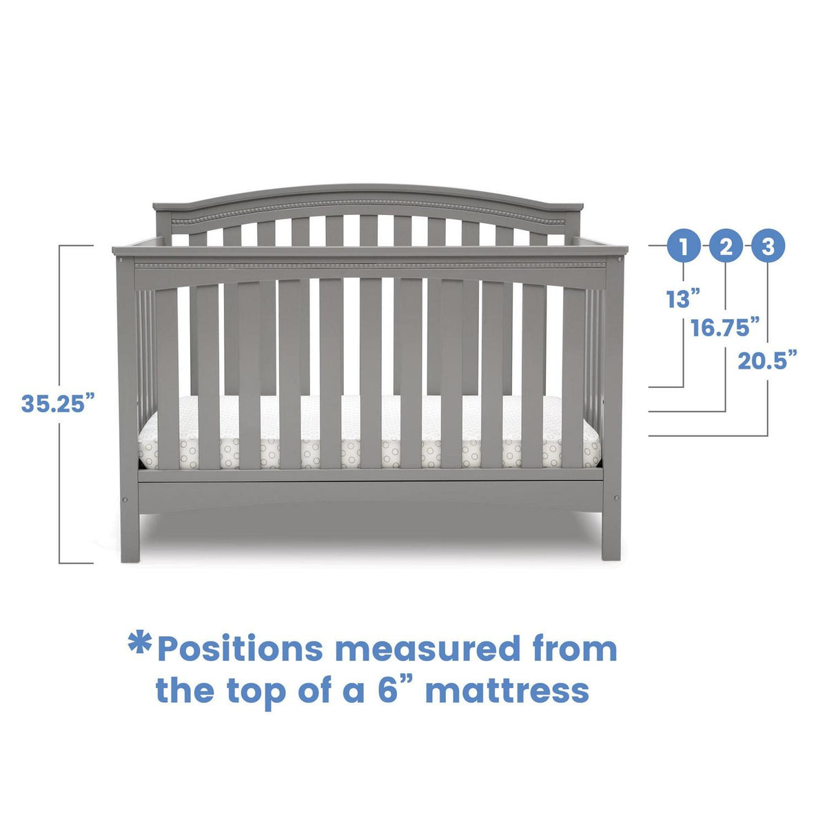 Delta Children Waverly 6-in-1 Convertible Baby Crib. Grey