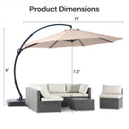 LAUSAINT HOME 11FT Patio Umbrella with Base, Outdoor Deluxe Curvy Cantilever Umbrella for Patio Pool Deck, Champagne