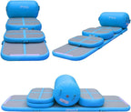 Gymnastics Mat Set 10FT Inflatable Tumbling Mat, 39*24 inch Air Roller Gymnastics Barrel and 3 Air Block with 800W Air Pump for Training Cheerleading Home Use Yoga and Water Use