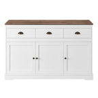 Homfa Sideboard Storage Cabinet with 3 Drawers & 3 Doors, 53.54'' Wide Buffet Cabinet for Dining Room, White