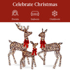 Best Choice Products 6.5ft 3-Piece Lighted Christmas Deer Set Outdoor Yard Decoration w/ 385 LED Lights, Stakes - Gold