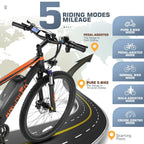 Vibespark Electric Bike, Electric Bike for Adults 26" EBike 500W Adult Electric Bicycle, 19.8MPH Electric Mountain Bike, 48V 7.8Ah Battery, Lockable Suspension Fork, Shimano 21 Speed, LCD Display