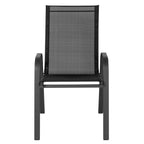 Flash Furniture 5 Pack Brazos Series Brown Outdoor Stack Chair with Flex Comfort Material and Metal Frame