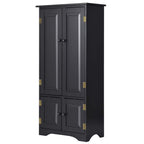 Costway Accent Storage Cabinet Adjustable Shelves Antique 2 Door Floor Cabinet Cream White