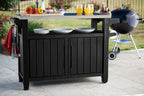 Unity XL Resin Serving Station, All-Weather Plastic and Metal Grill, Storage and Prep Table, Graphite
