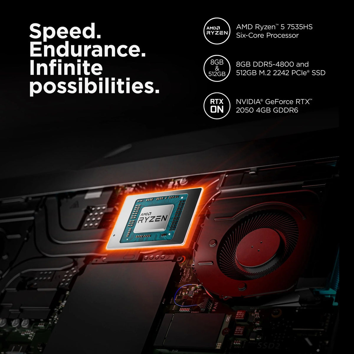 Lenovo Ideapad Gaming 3 15.6" FHD 120Hz Gaming Laptop AMD Ryzen 5 7535HS 8GB RAM 512GB SSD NVIDIA GeForce RTX 2050 4GB