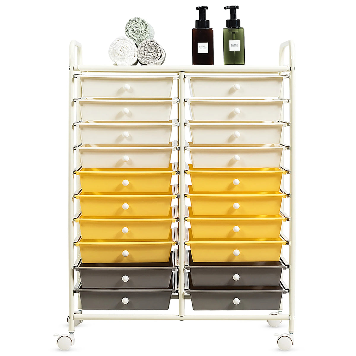 Costway 20 Drawer Rolling Storage Cart Tools Scrapbook Paper Office School Organizer Yellow