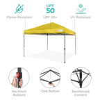 Best Choice Products 12x12ft Easy Setup Pop Up Canopy w/ 1-Button Setup, Wheeled Case, 4 Weight Bags - Navy Blue